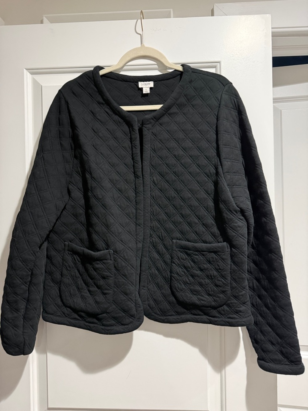 J Crew Black Quilted Hook Closure Jacket - Comfortable Everyday Layer